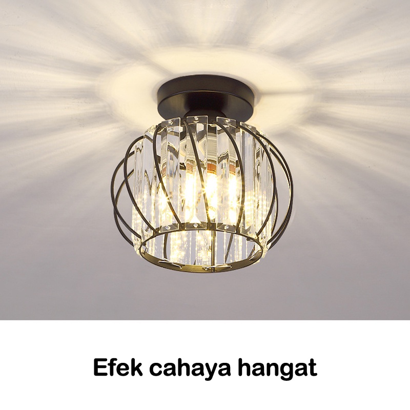 ☑️Garansi&amp;Hadiah☑️Lampu plafon ceiling minimalis kaca Lampu kristal plafon rumah modern 6001(Termasuk bohlam E27 12W)