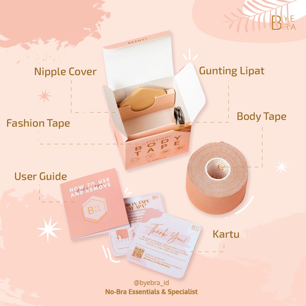 Bye Bra BODY TAPE Free NIPPLE COVER & FASHION TAPE / Pengganti BRA - ByeBra-2
