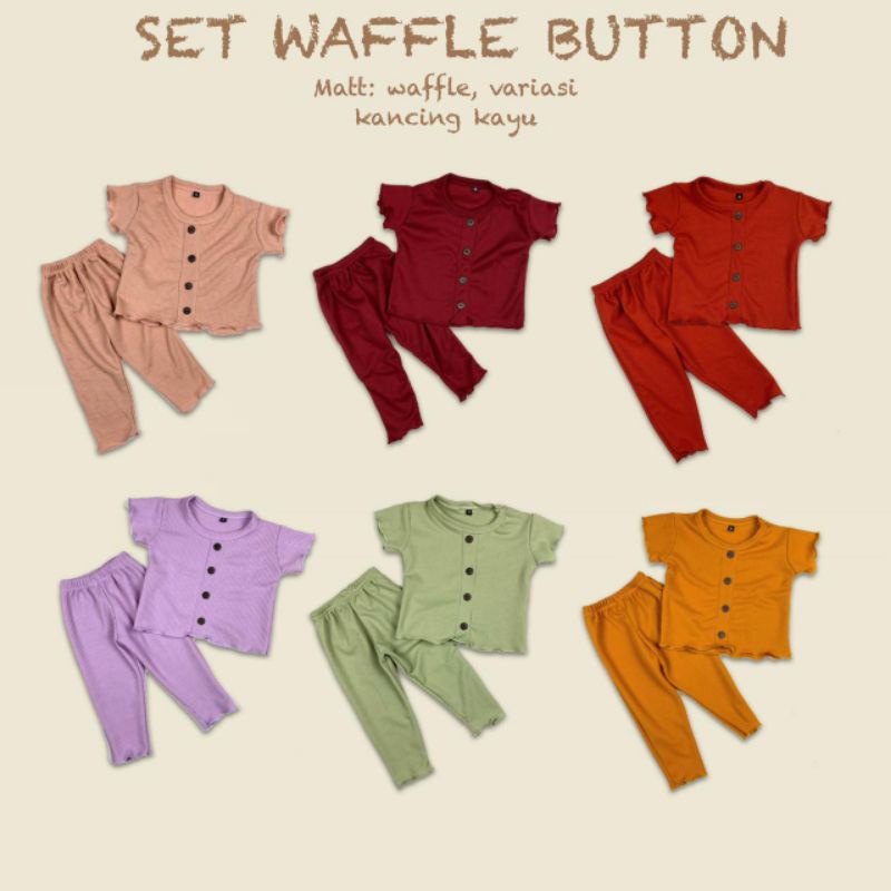 Set Waffle Pineapple / Set Waffle Button Pineapple / Setelan Anak Perempuan / Setelan Anak Pineapple