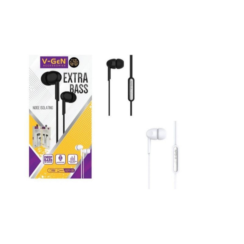 HEADSET V-GEN VEP1-09 EXTRA BASS HANDSFREE VGEN VEP1-09 EARPHONE V-GEN VEP1-09 EXTRA BASS