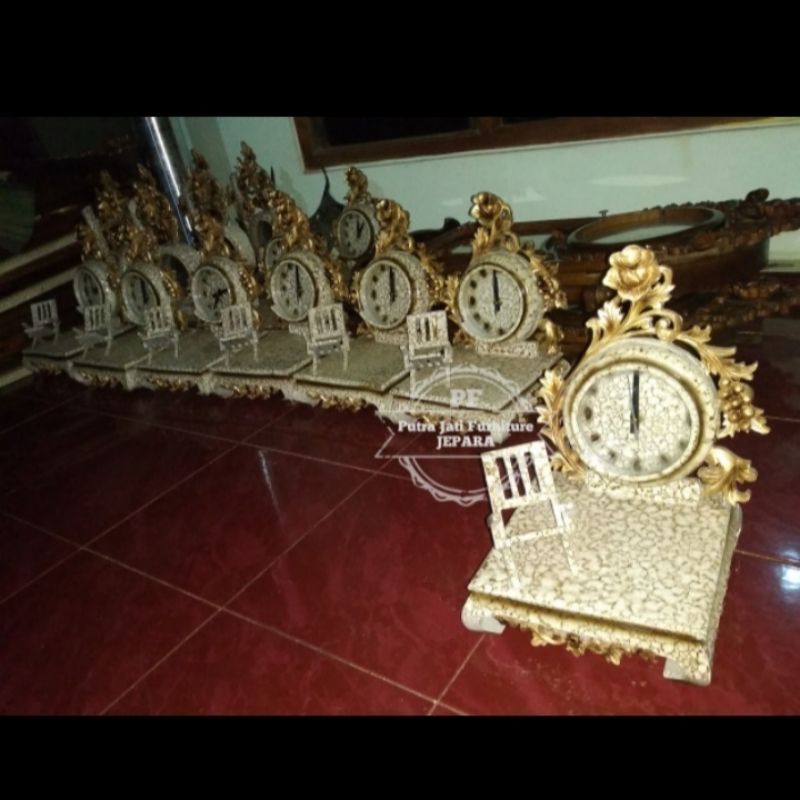 Jam meja hias ukir Jepara - Jam rumah unik khas Jepara