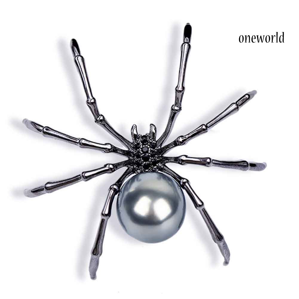 OW@ Fashion Women Rhinestone Faux Pearl Spider Brooch Pin Corsage Lapel Jewelry Gift