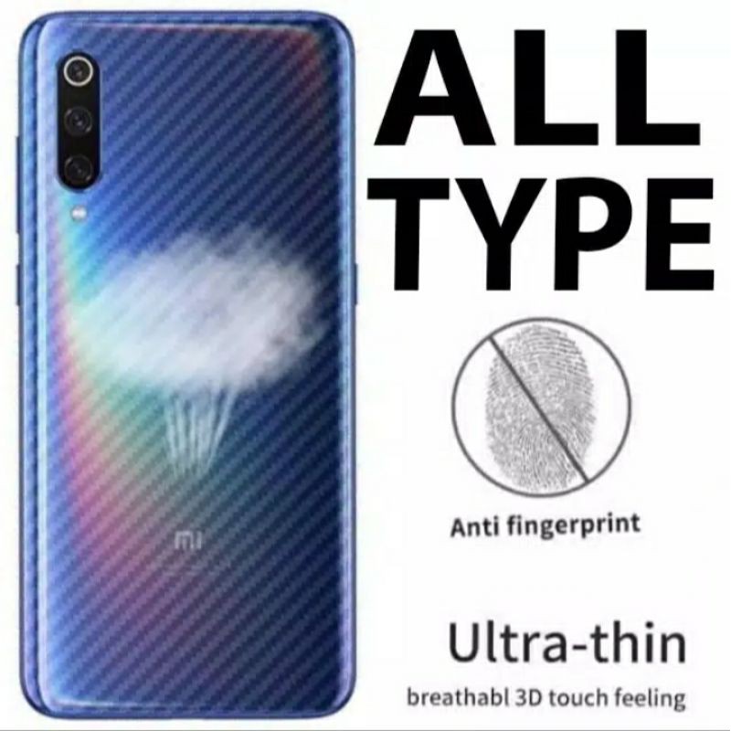 SKIN CARBON - ANTI GORES BELAKANG XIAOMI REDMI NOTE 7 - NOTE 8 - NOTE 8 PRO - NOTE 9 - NOTE 9 PRO