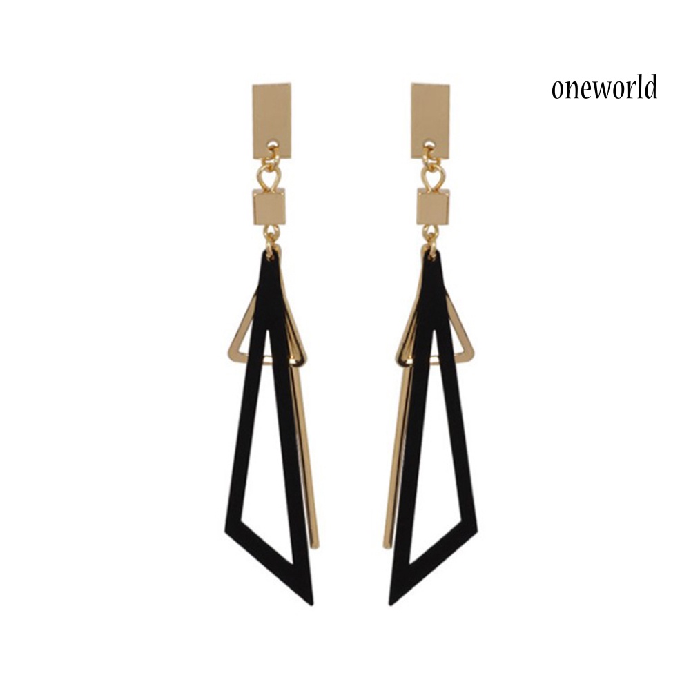 OW# Fashion Women Geometric Long Triangles Drop Ear Studs Earrings Jewelry Gift