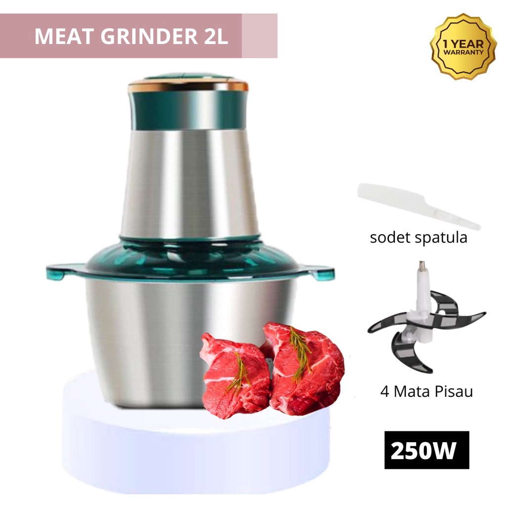 New Produk Penggiling Daging Meat Grinder 2 Liter Stainless Steel Penghalus Bumbu Dapur Serbaguna