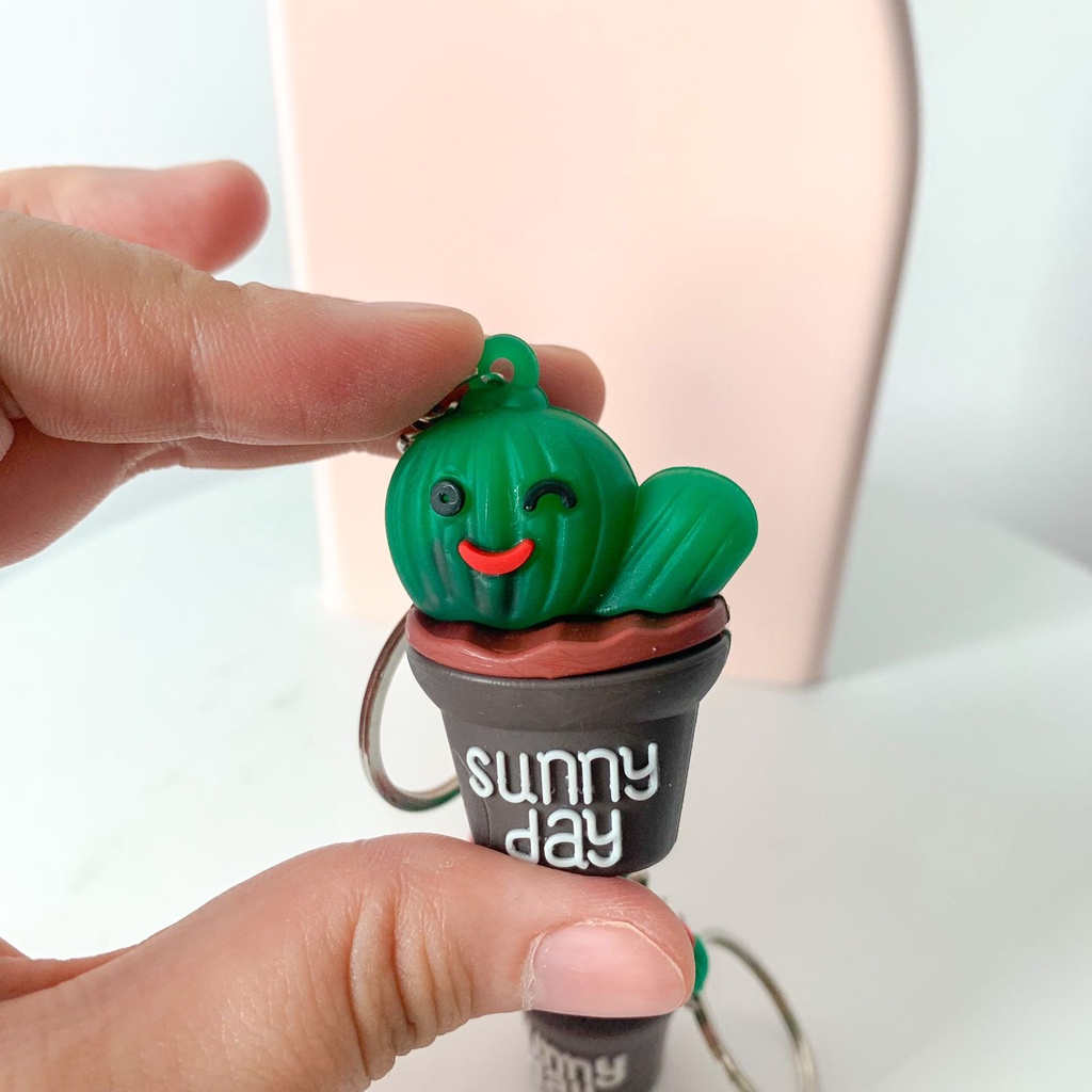 GANTUNGAN KUNCI KAKTUS SUNNY DAY SOUVENIR IMUT BENTUK CACTUS TERMURAH KUALITAS IMPORT PREMIUM READY GROSIR &amp; COD