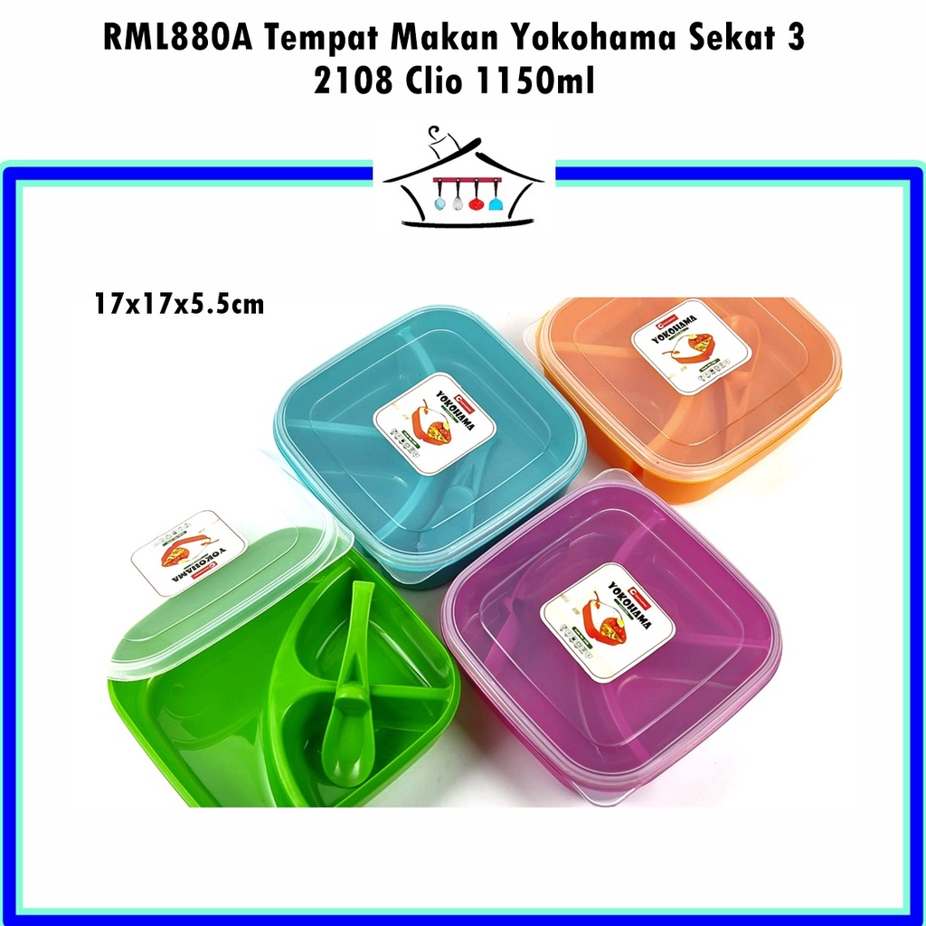 RML880A Tempat Makan/Lunch box Yokohama Sekat 3 2108 Clio 1150ml