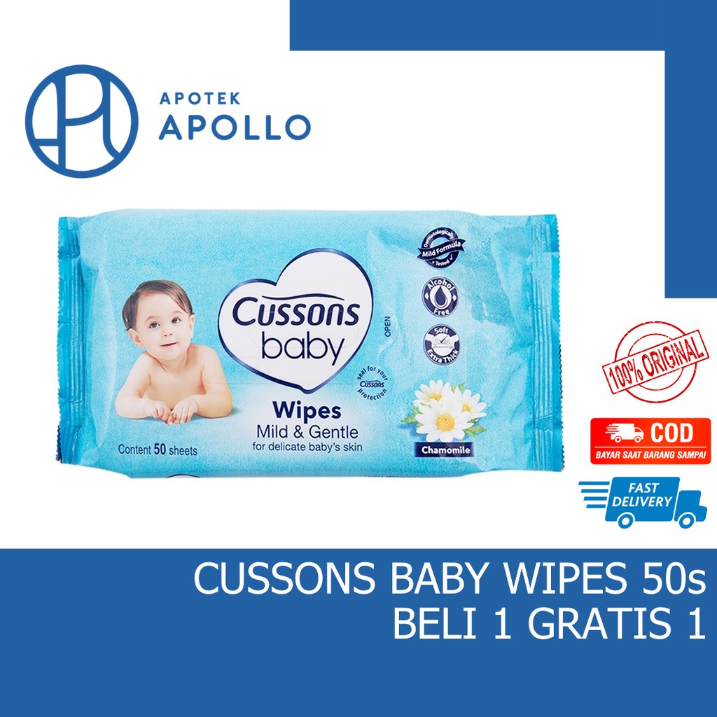 PROMO CUSSONS BABY WIPES 45 + 45 BELI 1 GRATIS 1 KEMASAN BARU TISSUE TISU BASAH BAYI