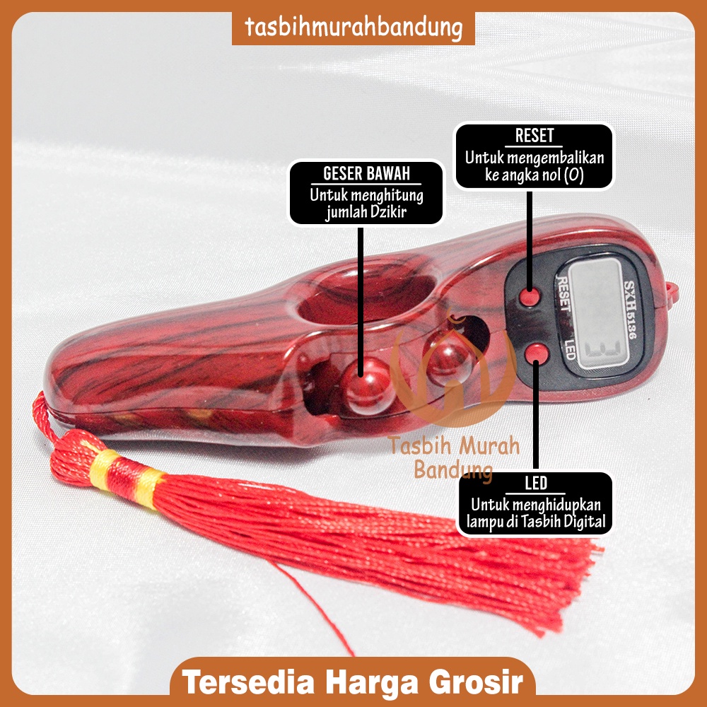 Tasbih Digital Sistem Gulir LED Model Kayu Sultan