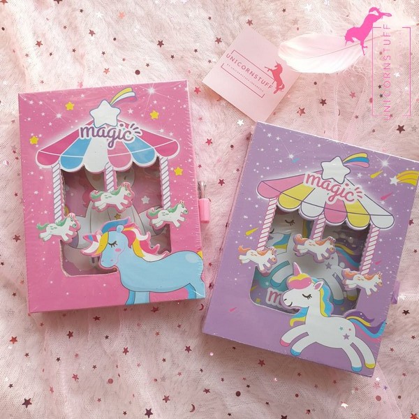 DIARY UNICORN GEMBOK NOTEBOOK BUKU TULIS ANAK CATATAN KADO HADIAH CEWEK