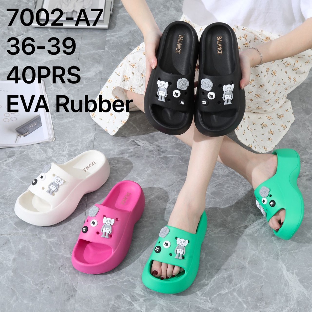 Sandal selop wedges wanita / 7002-A8 ( 36-41 ) / Sandal import terlaris / EVA RUBBER BALANCE