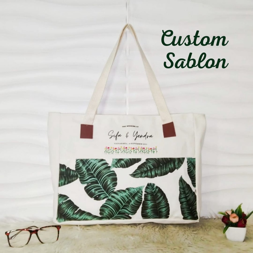 Totebag Polos Tote Bag Motif Resleting Untuk Kuliah Belanja Seminar Souvenir Bisa Custom Sablon