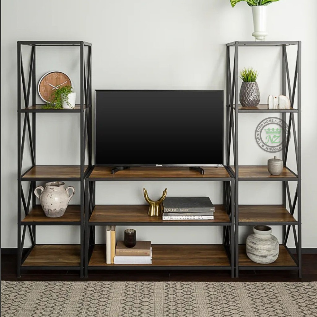Meja Tv dan Rak Buku Industrial NZ Furniture