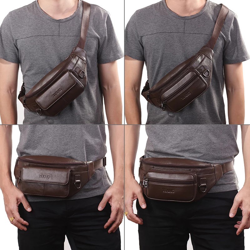 Tas Selempang Pria Kulit Distro Anti Air Tas Pinggang Pria Kulit Waterproof Original Terbaru