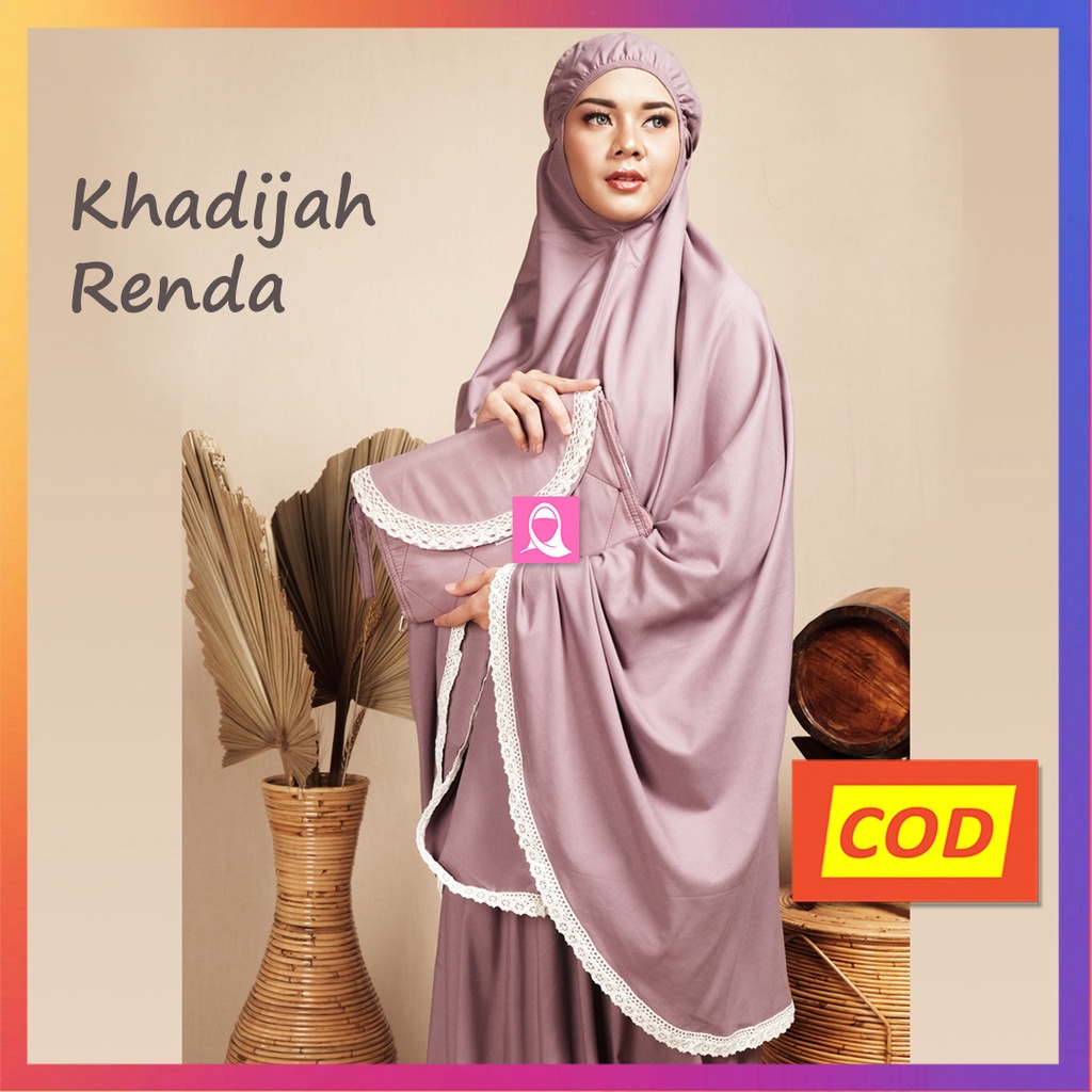 Mukena Khadijah Renda Dewasa Polos Katun Adem model muka khodijah Dira