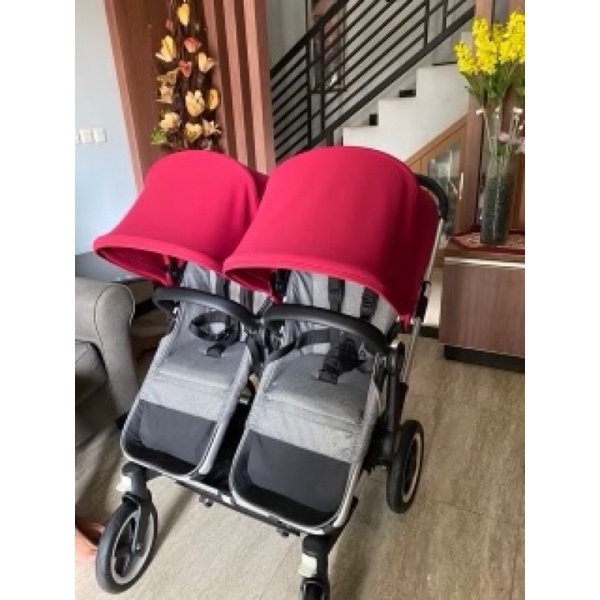 [preloved] Bugaboo Donkey 2 Twin Stroller Kereta Bayi Kembar Bassinet Seat Red