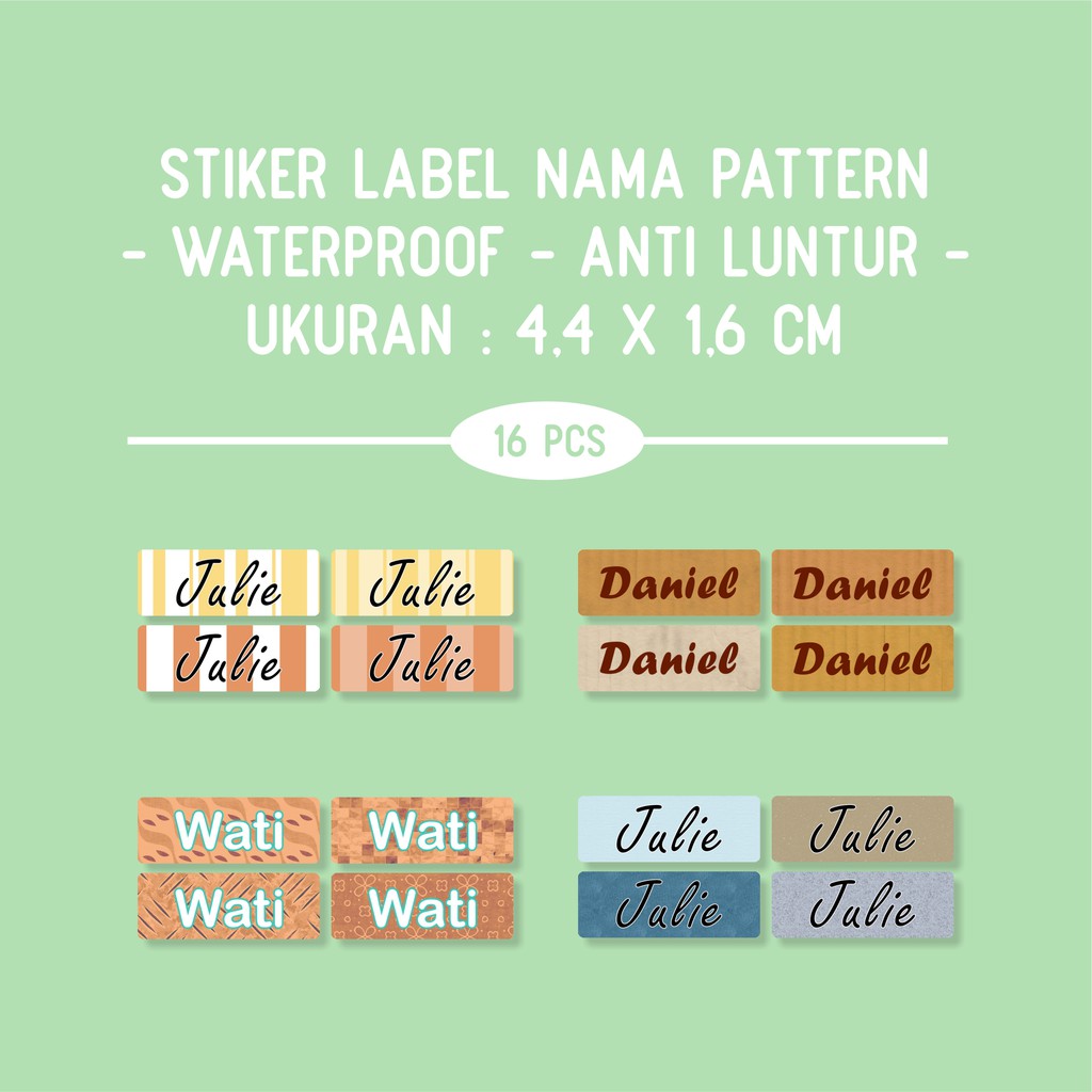 

Stiker Nama Pattern Anti Air Glossy