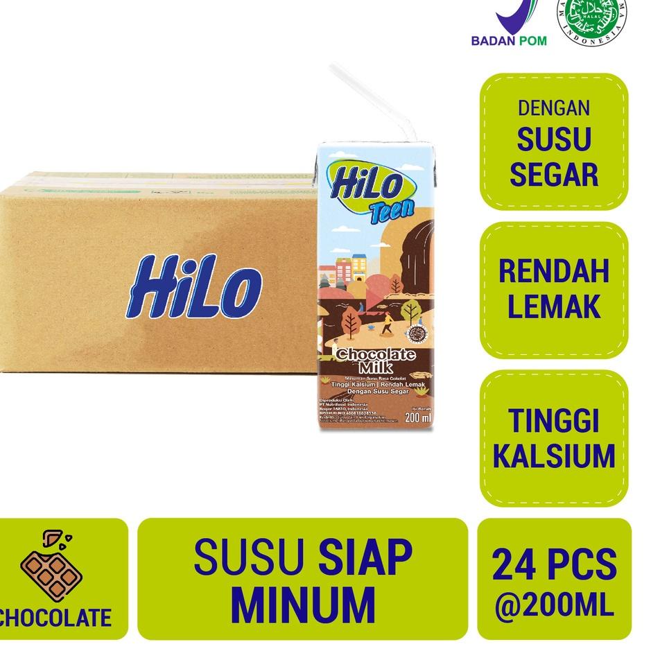 

New! 1 Karton - HiLo Teen Chocolate Milk 200 ml x 24 pcs to Drink RTD - Susu Tinggi Kalsium