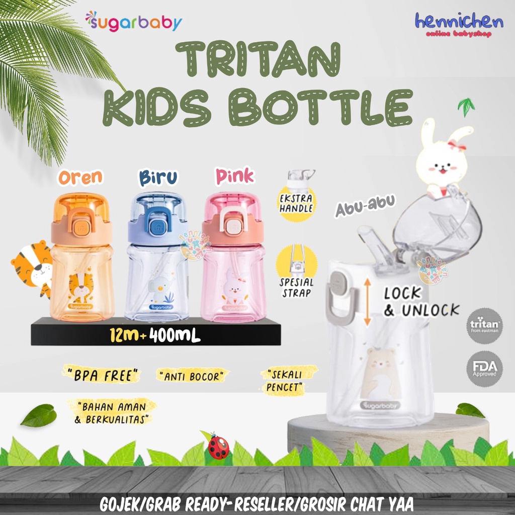 Sugar Baby Tritan Bottle 400ML TKBST400 With Special Straw Botol Minum Anak Anti Spill