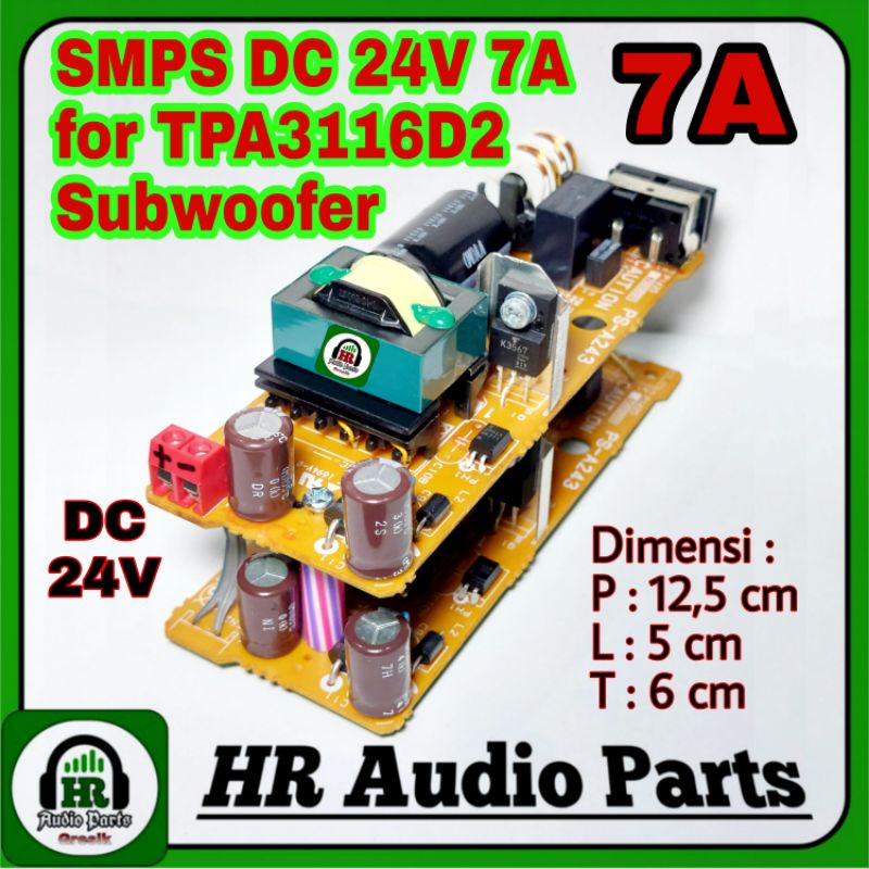 SMPS DC 24V 7A For Amplifier Subwoofer TPA3116D2 Class D 2 x 150W