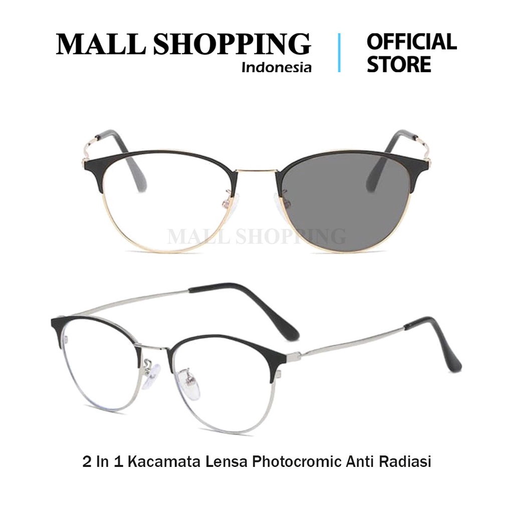 (COD) Kacamata Photocromic 2 In 1 Lensa Anti Radiasi Unusex Titanium Kacamata Anti UV MALL SHOPPING