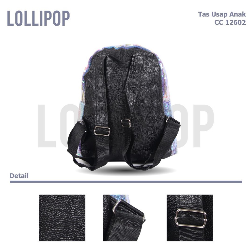 [KLIKTAS] Tas ransel anak perempuan manik Lollipop Sequin Unicorn TK SD PAUD Bonus Lampu CC 12601