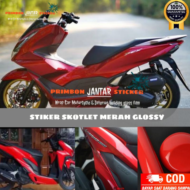 STIKER SKOTLET MOTOR MERAH GLOSSY STICKER SCOTLITE PRO-FIX MERAH GLOSSY DOFF SEMUA WARNA