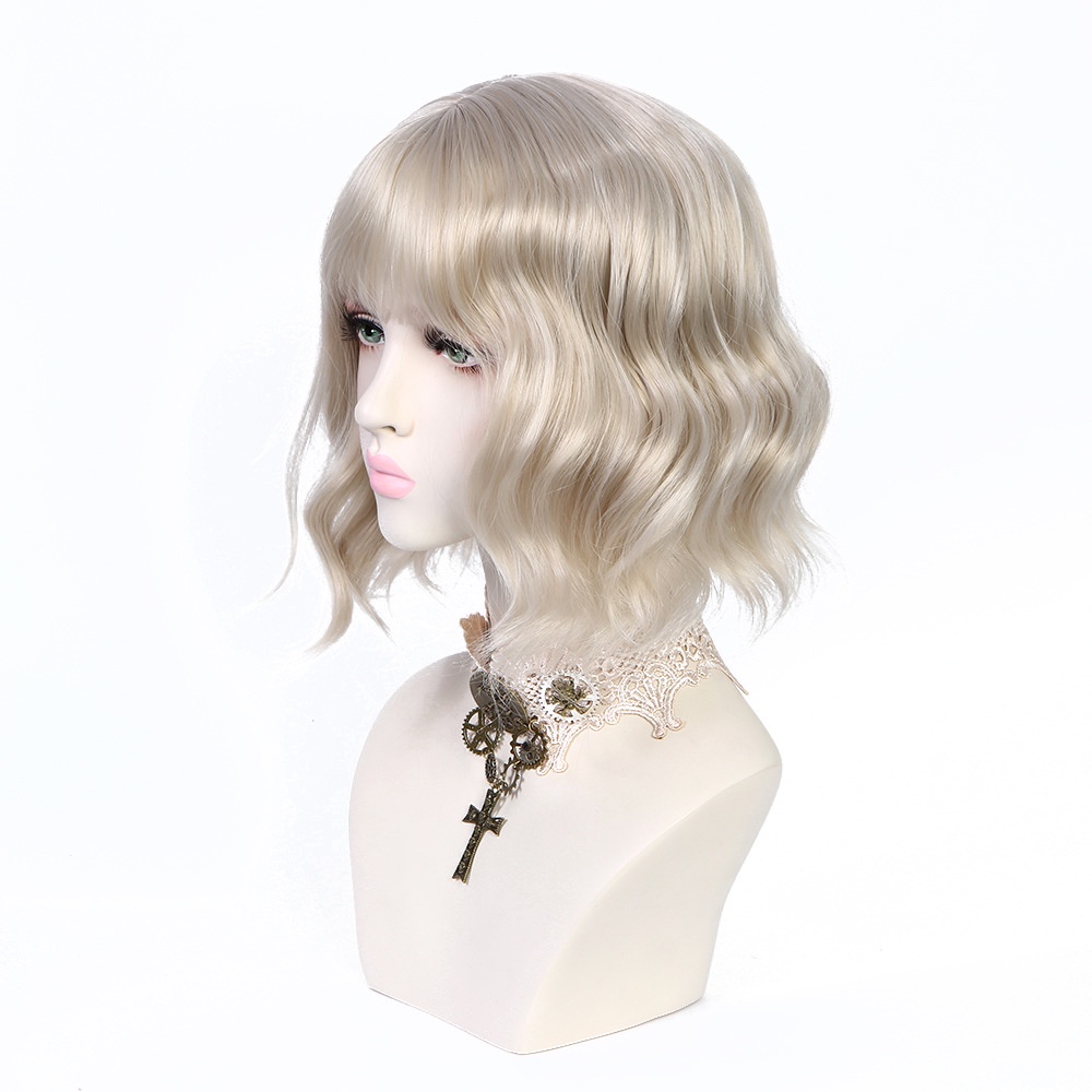 WDA-19 wig daily mermaid wave rambut palsu bob blonde gray abu hitam