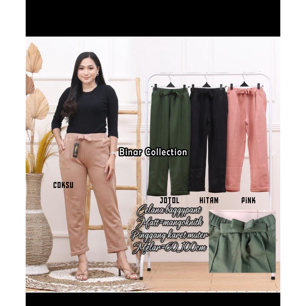 Celana panjang wanita pensil Knit perempuan nyaman adem murah size standar