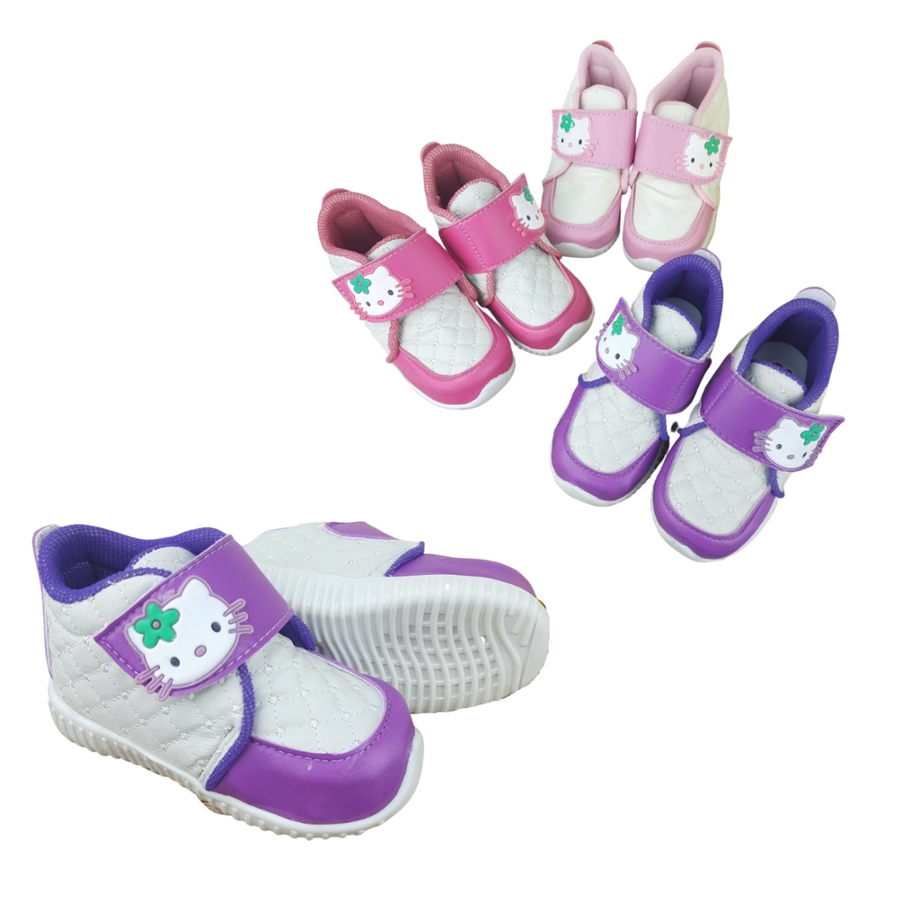 Sasastory Sepatu Sneaker Pesta Anak Perempuan Usia 1 2 3 Tahun Kucing Pink Fanta Ungu CA18