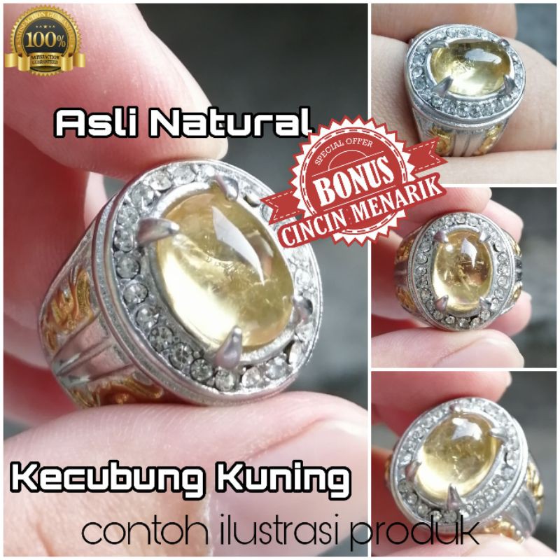 Cincin Kecubung Kuning Asli Natural Citrine