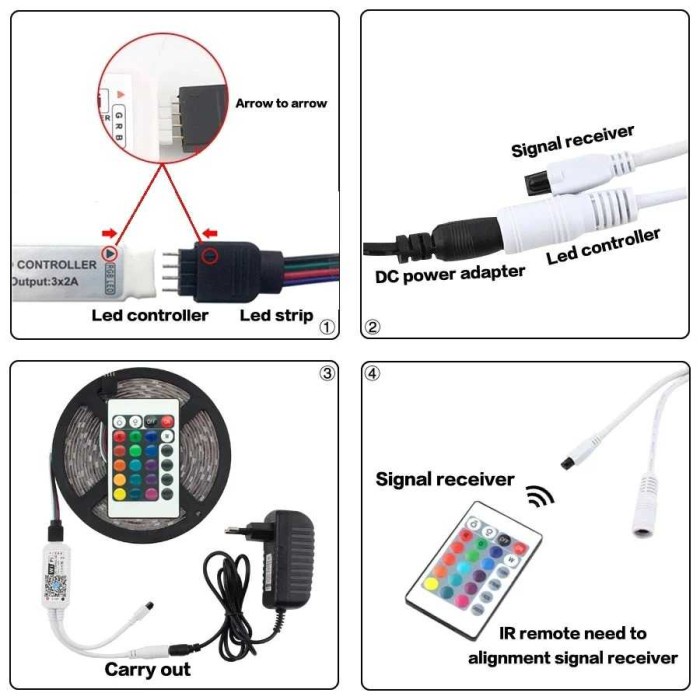 Lampu RGB LED Strip 2835 Gaming Plafon 270 5 Meter Bluetooth Remote - Multi Warna