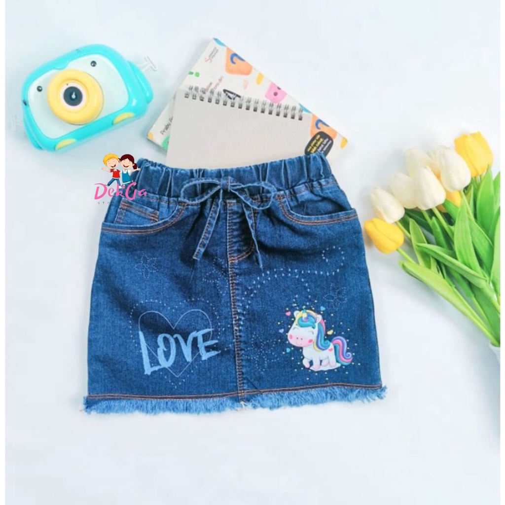 ROK TALI ROK JEANS ANAK RAWIS MOTIF MIKI PONY