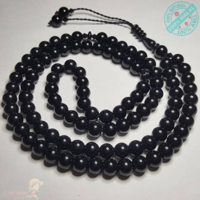 Tasbih batu black onyx asli 99 butir 8mm