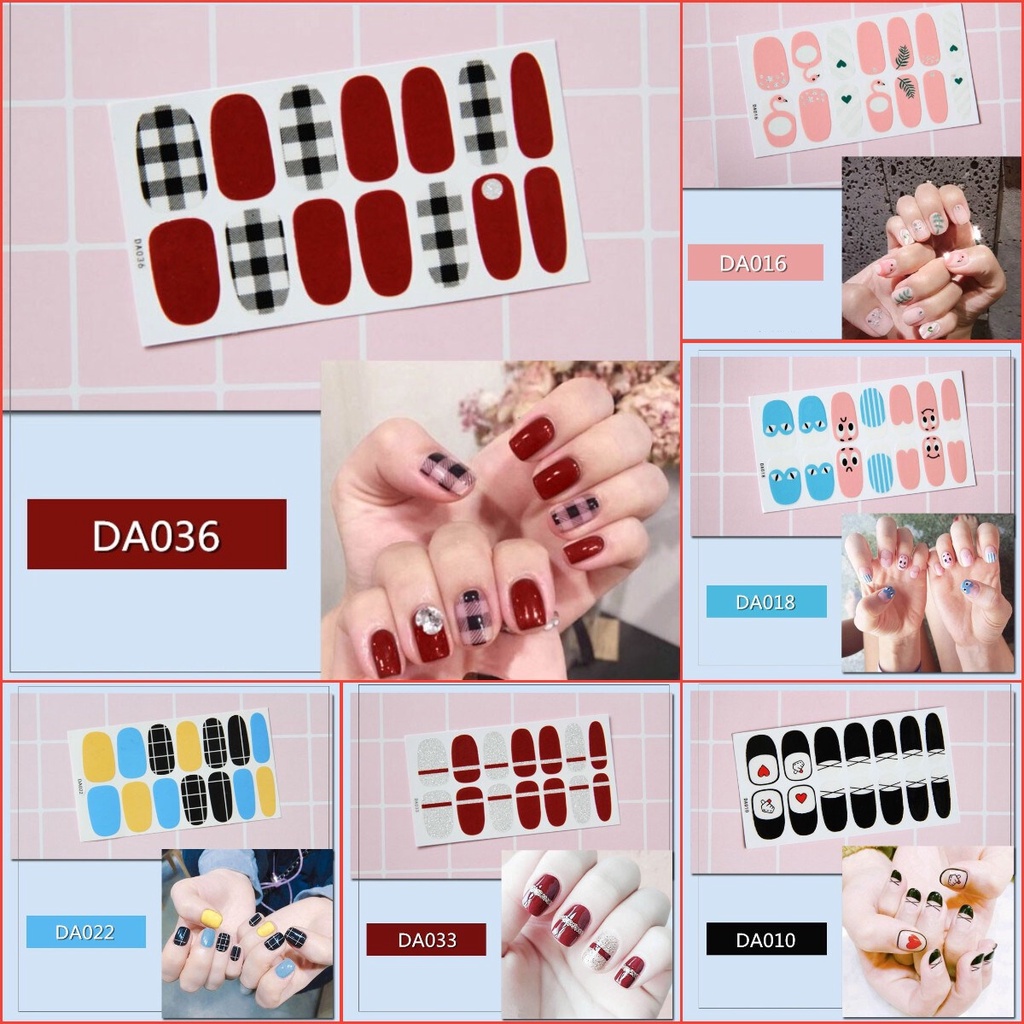 DA 14Pcs/Set Stiker Kuku Desain Bermotif High End Berlian Mutiara Permata Warna-Warni Untuk Tempel Tahan Air Tahan Lama Menicure Stickers Korea Self Adhesive Fashion Sticker kuku Full Aksesoris Dapat Kupas Mudah Digunakan Dan Dilepas Anti Air Nail Art