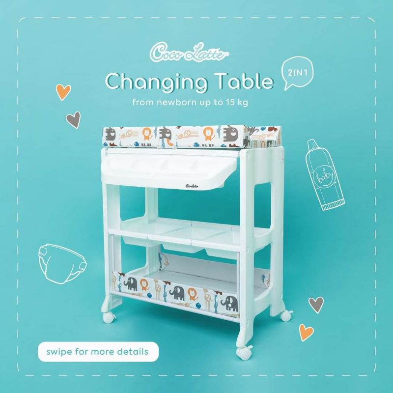 Cocolatte Baby Tafel CL 6969 Changing Table 2 in 1 / Bak Mandi Bayi / Meja Ganti Popok Bayi