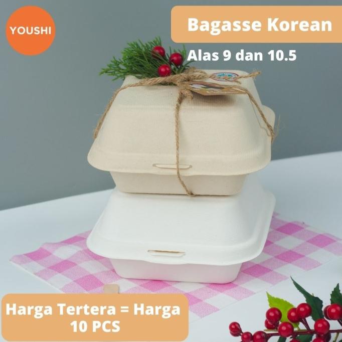 Bagasse Burger Box/ Korean Cake Box/ Bento Cake Box/Box Tart Mini 6"