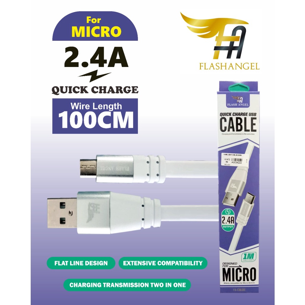 KABEL USB FLASH ANGEL CBL-06 MICRO 2.4A 1M FLAT