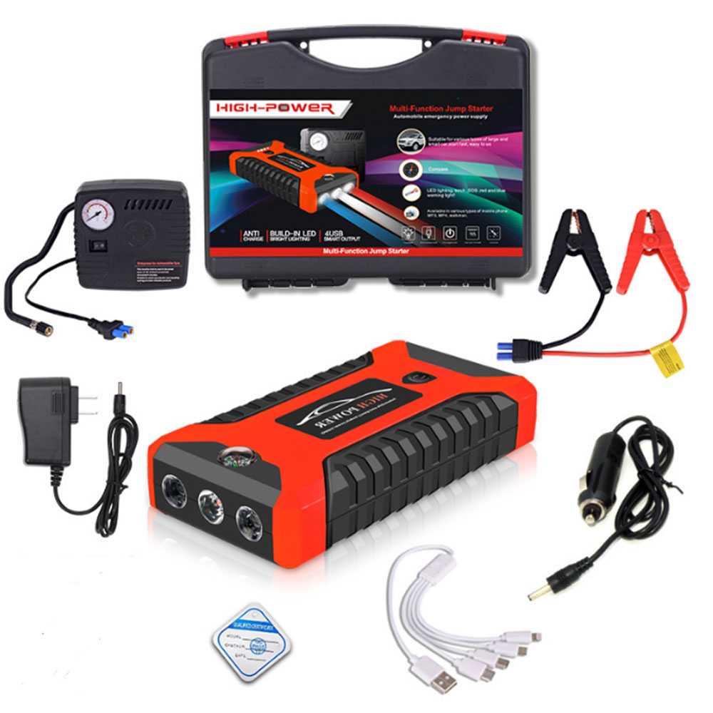 Power Bank 99800mAh Car Jump Starter Mobil Motor 12V 4 USB Powerbank Emergency Port Senter LED Berkualitas