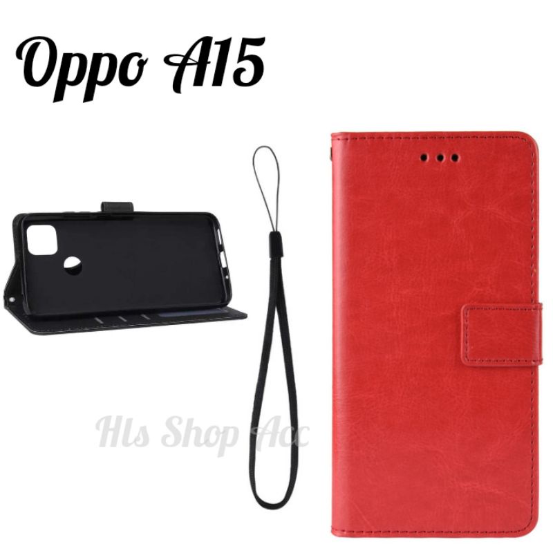 FLIP CASE DOMPET KULIT OPPO A15