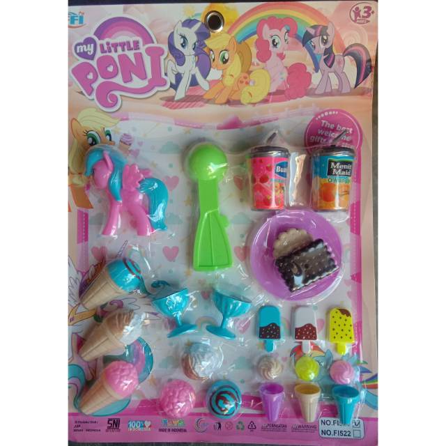 FI 520 mainan anak my little poni plus es krim set dan minuman plus kue