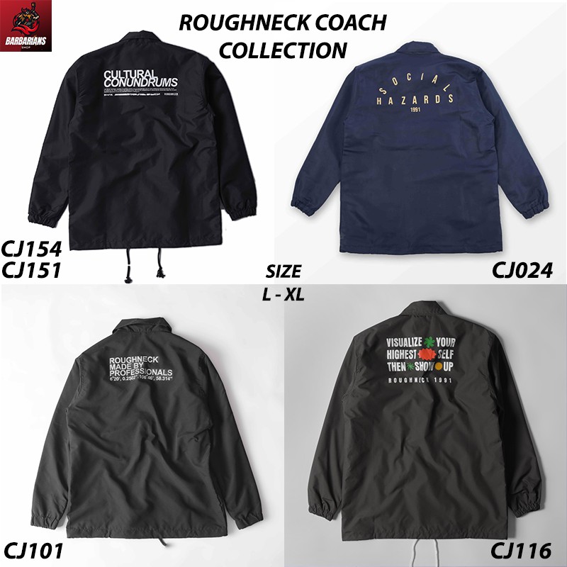 Roughneck Coach Jacket Collection Original L XL Black Navy White Jaket