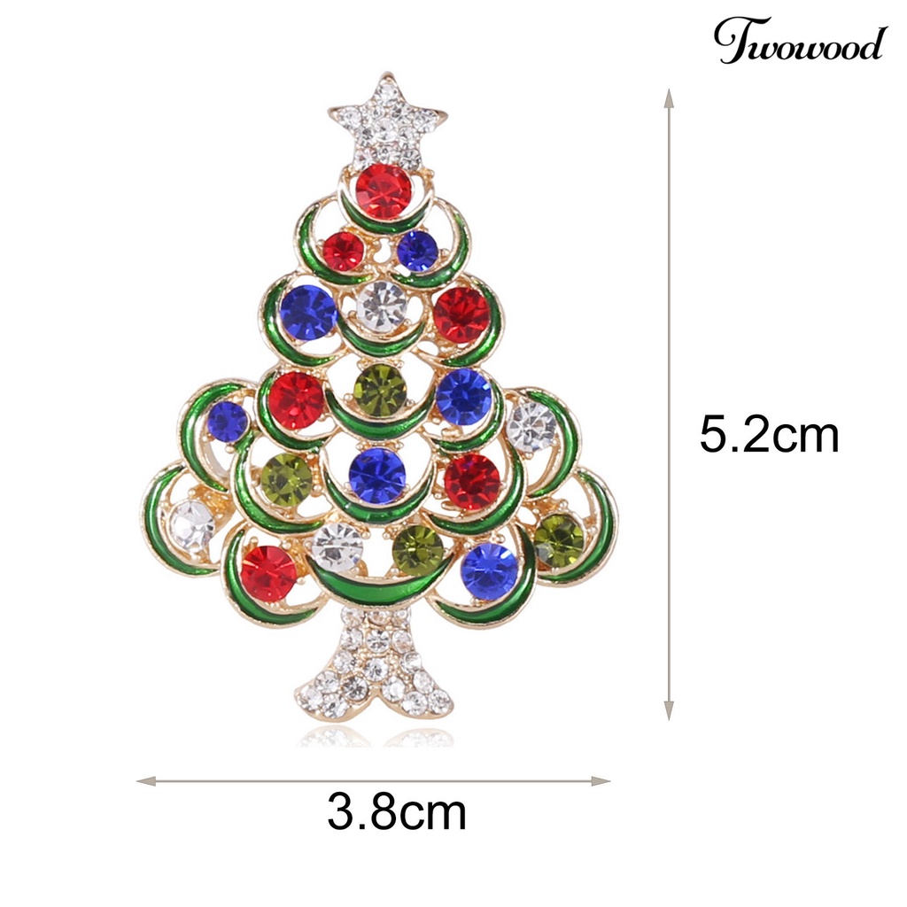 Twowood Christmas Tree Shaped Brooch Colorful Alloy Long Term Wearing Brooch Pin for Shirt