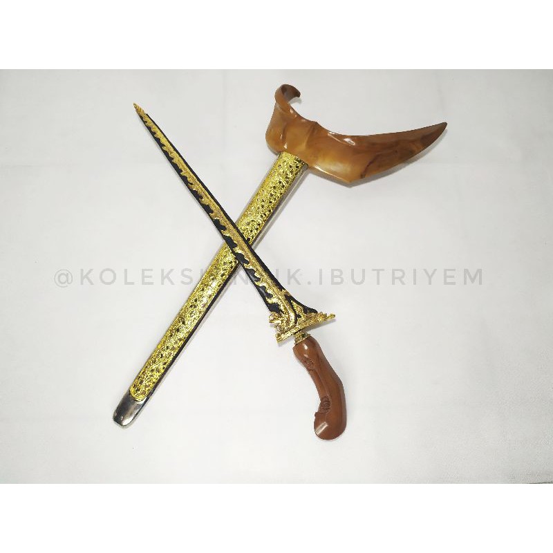 Keris Naga Liong Kinatah Kamarogan Lurus Sepuh Emas/Lapis Emas