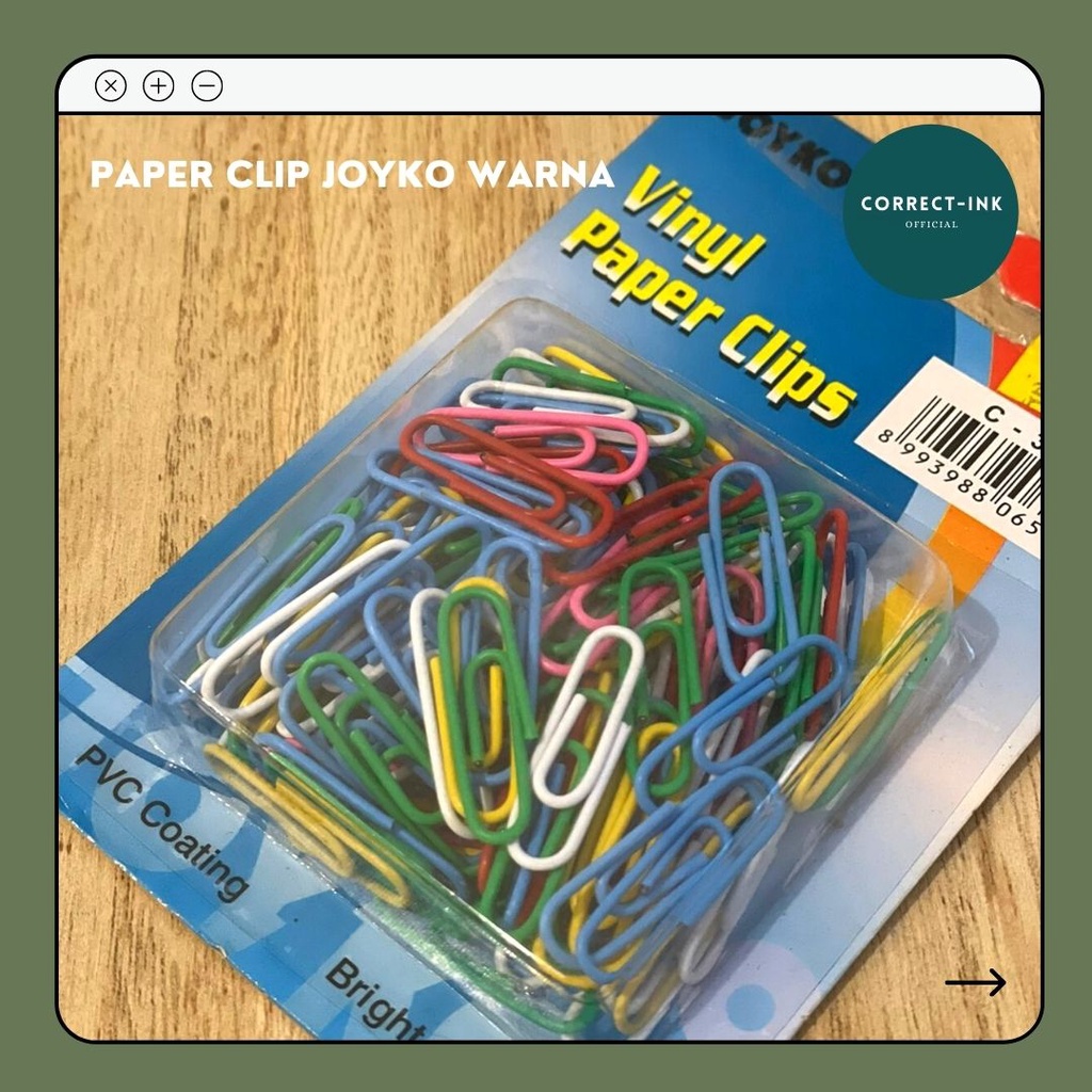 

Klip Kertas Warna / Paper Clip Vinyl Joyko C-3100