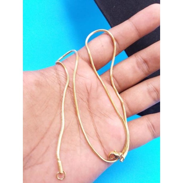 Kalung Pria Wanita Titanium Kotak Emas Kecil Necklace Gold Impor 2mm