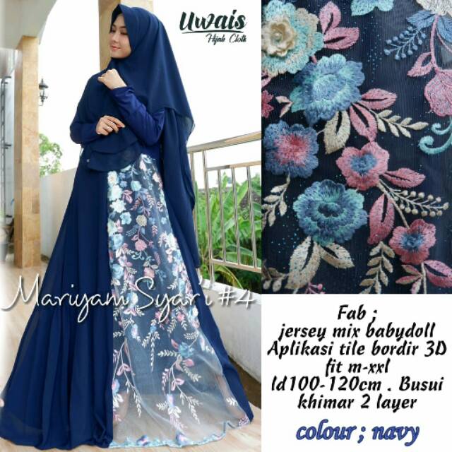 Gamis syari pesta kekinian mariyam untuk kondangan dan lebaran ori by uwais