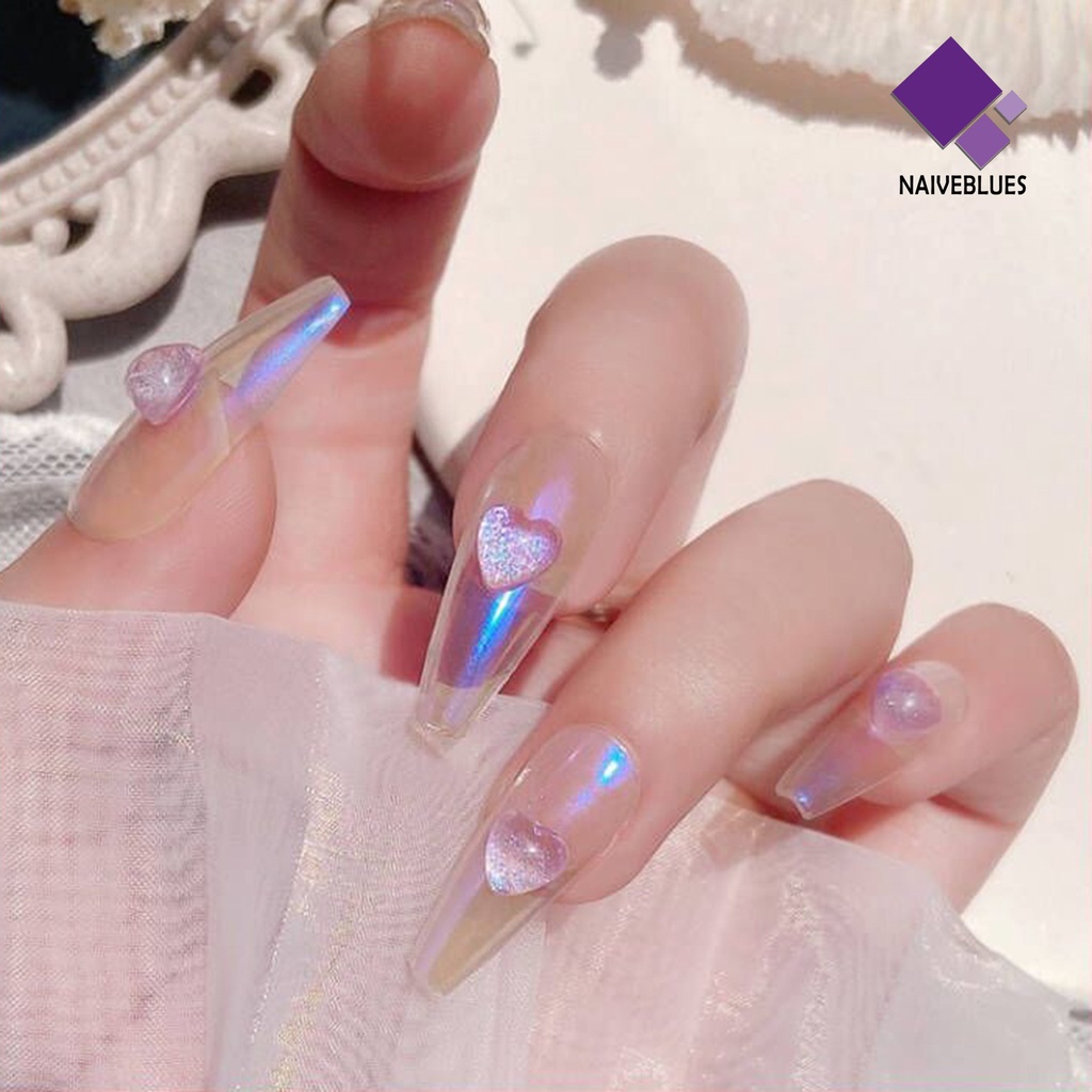 Naiveblue 1 Kotak Dekorasi Nail Art 3D DIY Bentuk Hati Bahan Resin Anti Air