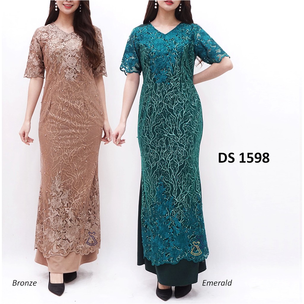 DS1598 - LONG DRESS PESTA SEPAN MAXI TILE BRUKAT LACE BODYCON IMPORT LONGDRESS