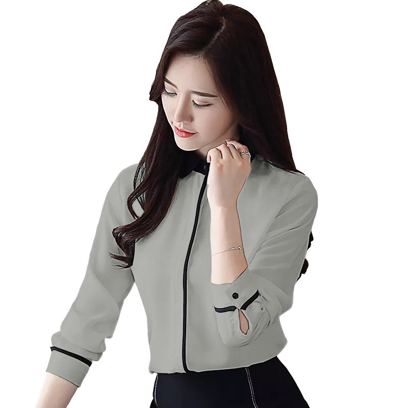 Kemeja Leher tinggi Gaya Korea Kombinasi warna model terbaru - XSHOP Sherina